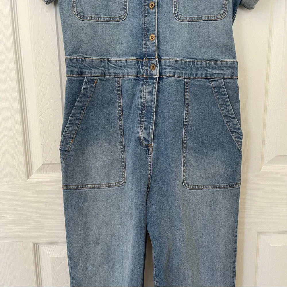 Celebrity Pink Denim Utility Painters Overalls Jumpsuit - Picture 4 of 16